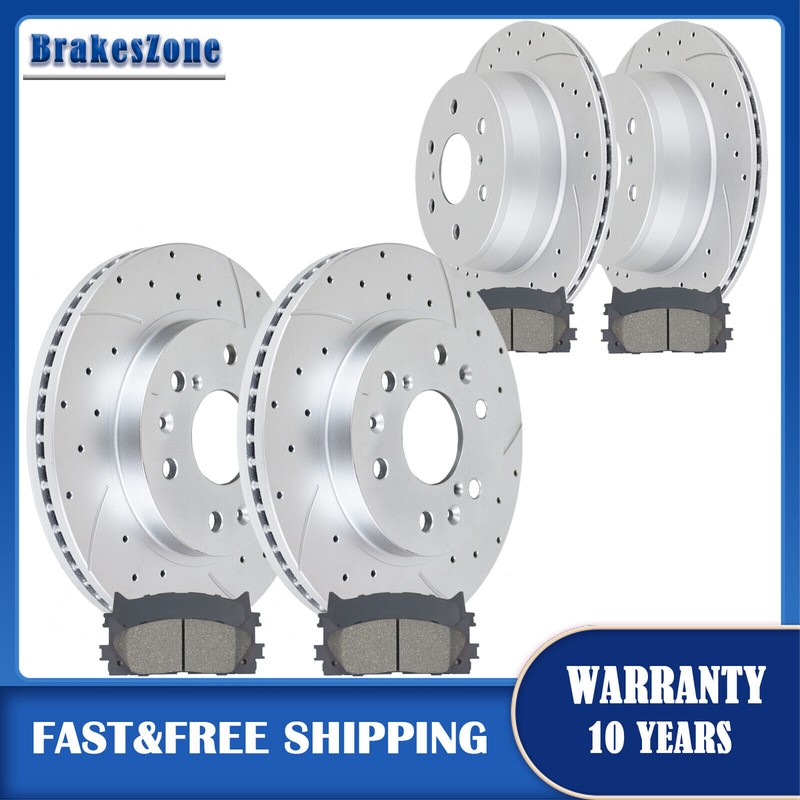 Front and Rear Brake Rotors Pads Kit fit for GMC Yukon Cadillac Escalade Slotted
