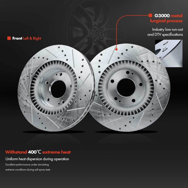 Front Drilled Brake Rotor & Ceramic Brake Pad for Hyundai Azera 2012-2017 3.3L gallery