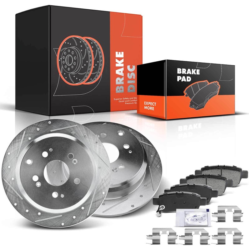 6Pcs Rear Drilled Disc Brake Rotor & Brake Pads for Honda Odyssey 05-10 V6 3.5L