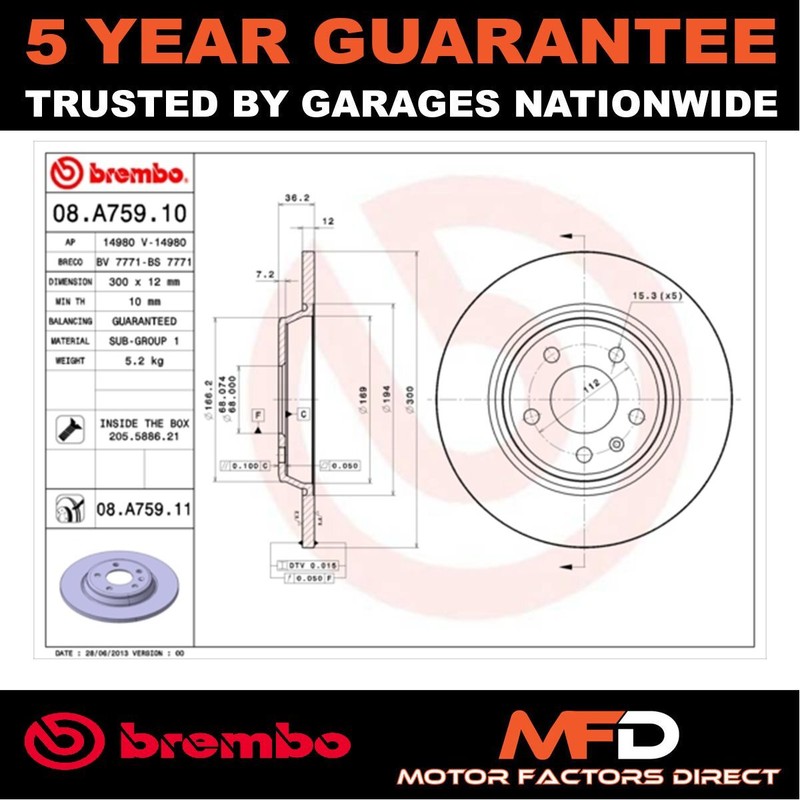 Brake Discs Rear Brembo Fits Audi A4 A5 A6 Q5 A7 Allroad + Other Models #1 gallery