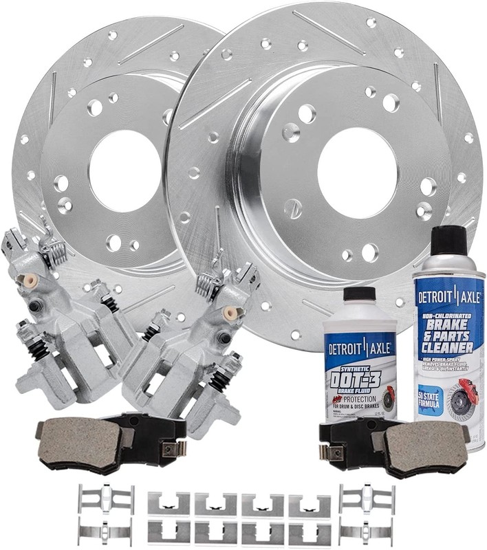 5-Lug Rear Brake Pads Calipers Rotors for 2003-2008 Acura TSX