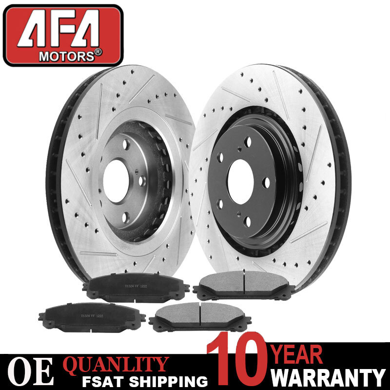 Front Brake Rotors and Ceramic Brake Pads for 2008 – 2018 2019 Toyota Highlander