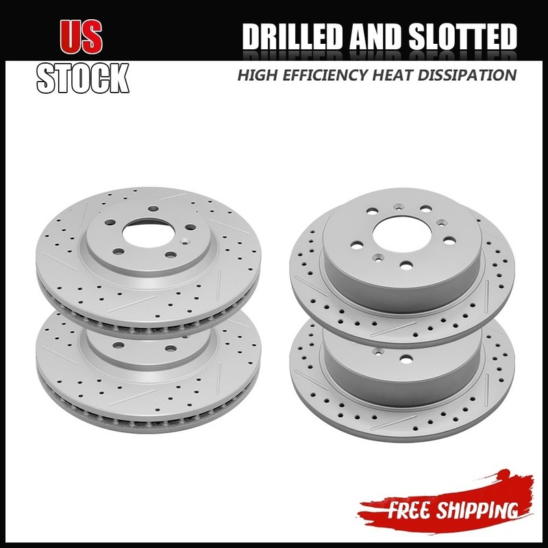 Front Rear Drilled Brake Disc Rotors for 2006- 2010 Chevrolet Impala Monte Carlo