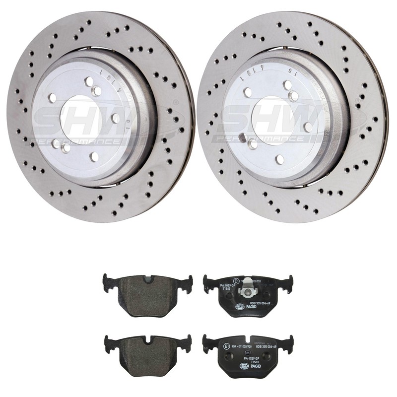 SHW Rear 328mm Rotors & Hella Low-Met Disc Brake Pad Kit for BMW E86 Z4 S54