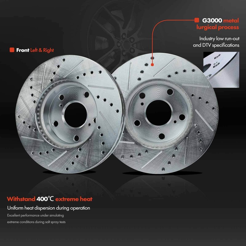 New Front Drilled Rotors & Ceramic Brake Pads for Toyota Tacoma 2005-2015 5 Lug gallery