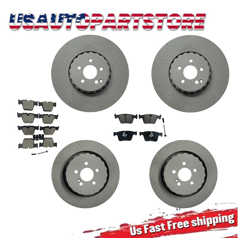 Front and Rear Brake Rotors Ceramic Pads Kit Fit Mercedes S63 Amg 2009 2010 2011