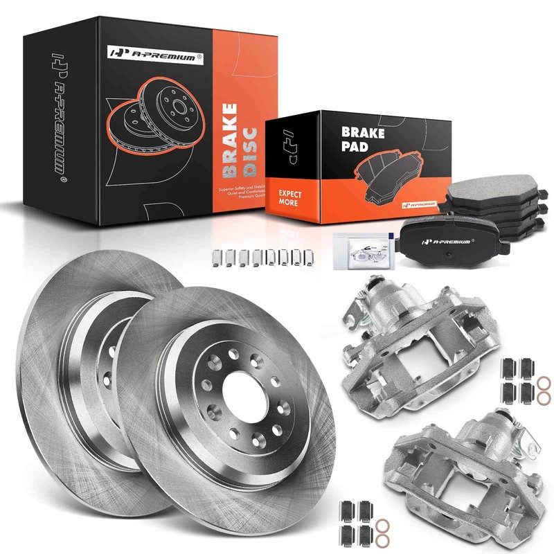 Rear Disc Brake Rotor &Pad + Brake Caliper for Ford Flex 2009 Lincoln MKS 09-11