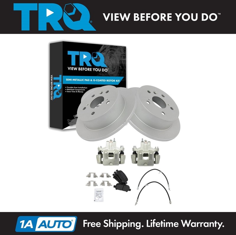 TRQ Rear Brake Pad & Rotor Kit Semi-Metallic Fits Toyota