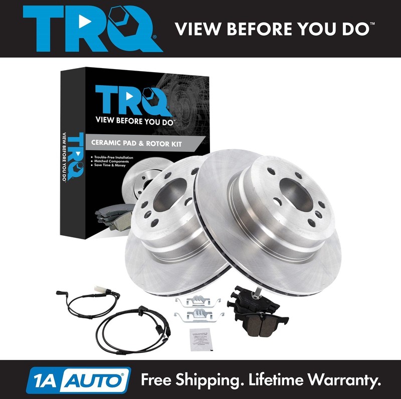 TRQ Rear Premium Posi Ceramic Disc Brake Pads & Rotor Kit for BMW X5 X6