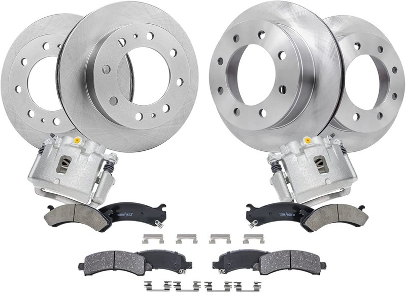 8-Lug Front & Rear Brake Pads Calipers Rotors for 2003-2020 GMC Savana 3500