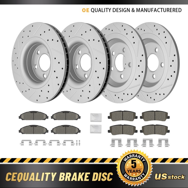12.60” Front Rear Drilled Brake Rotors Brake Pads for 2015 – 2020 Ford Mustang