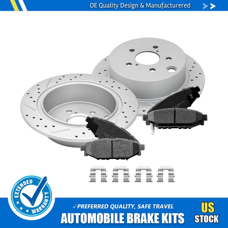 Rear Drilled Rotors + Ceramic Brake Pads for Subaru Forester Impreza Crosstrek