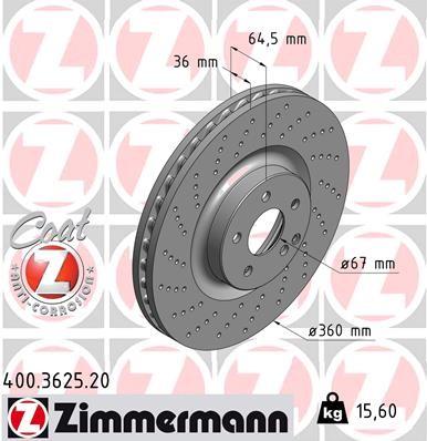 Zimmermann 400.3625.20 Brake Disc for Mercedes-Benz