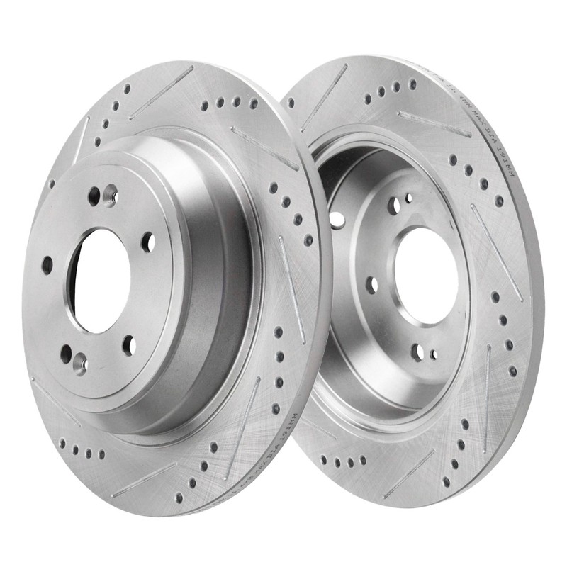 12.36" Rear Drilled Disc Brake Rotors for 2009-2018 Hyundai Genesis G80 Kia K900 gallery