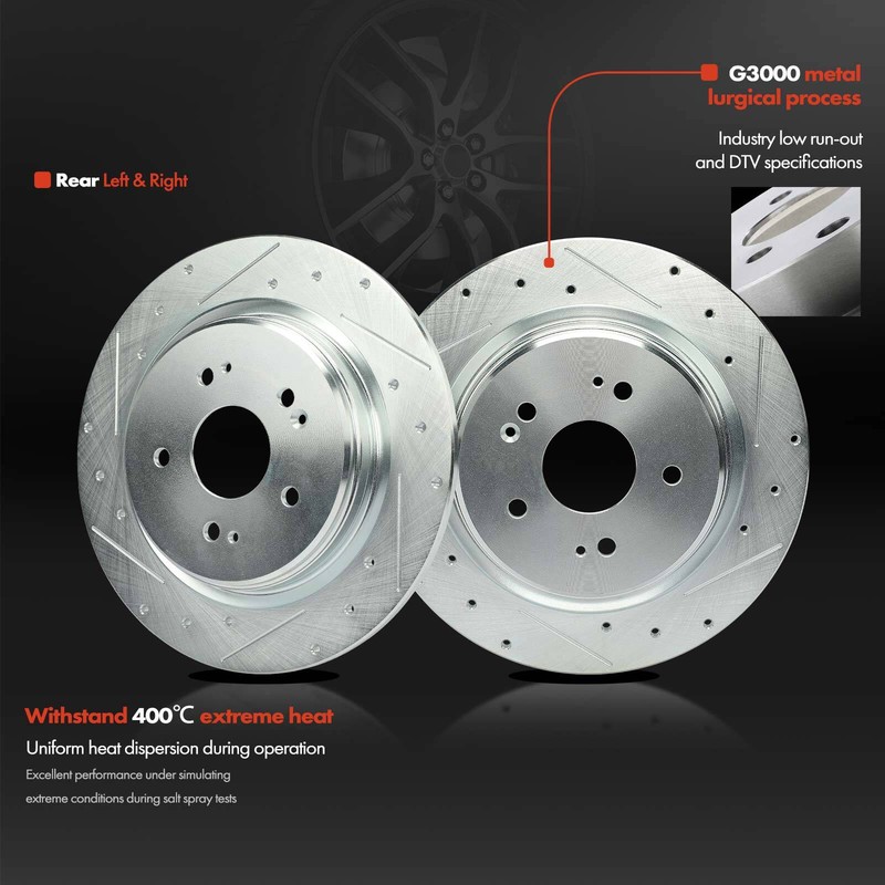 Front & Rear Drilled Brake Rotors & Ceramic Brake Pads for Honda 2017-2022 CR-V gallery