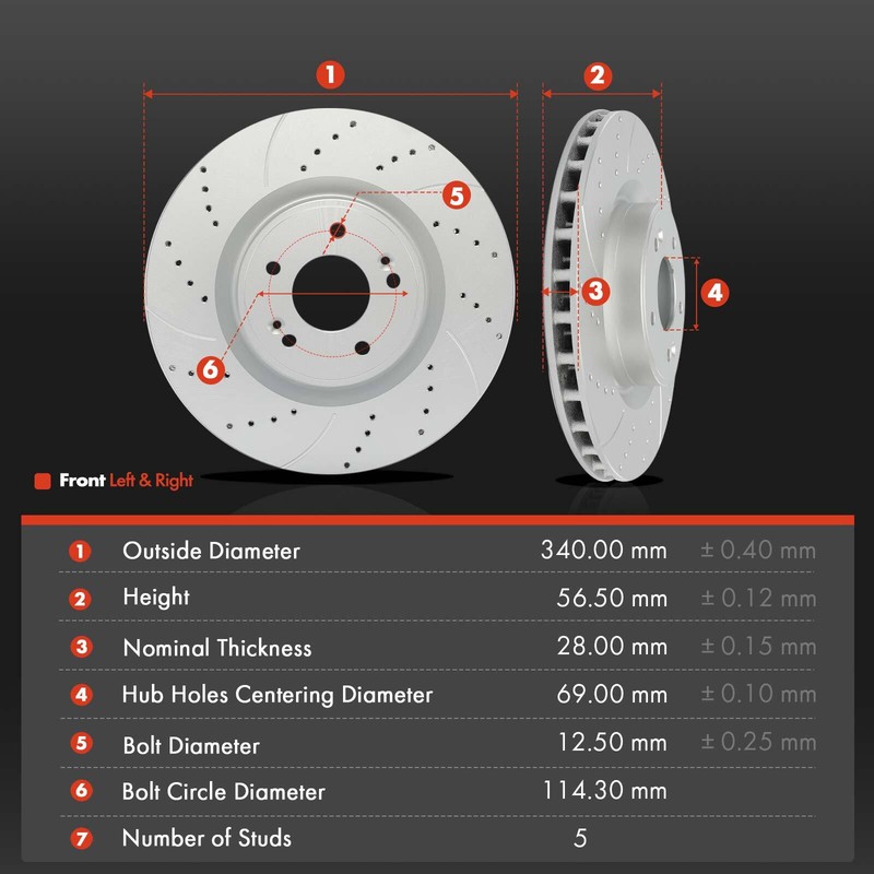 Drilled Brake Rotors & Ceramic Pads for Hyundai Genesis Coupe 10-16 Front & Rear gallery
