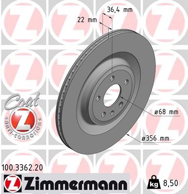 Zimmermann 100.3362.20 Brake Disc for Audi