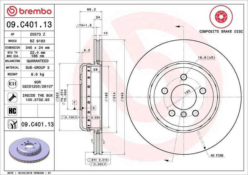 2x Brake Discs Pair Vented fits BMW 318D 2.0D Rear 2012 on 345mm Set Brembo New gallery