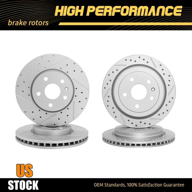 Front Rear Drilled Disc Brake Rotors For 2010 – 2015 Chevy Camaro V6 LS LT