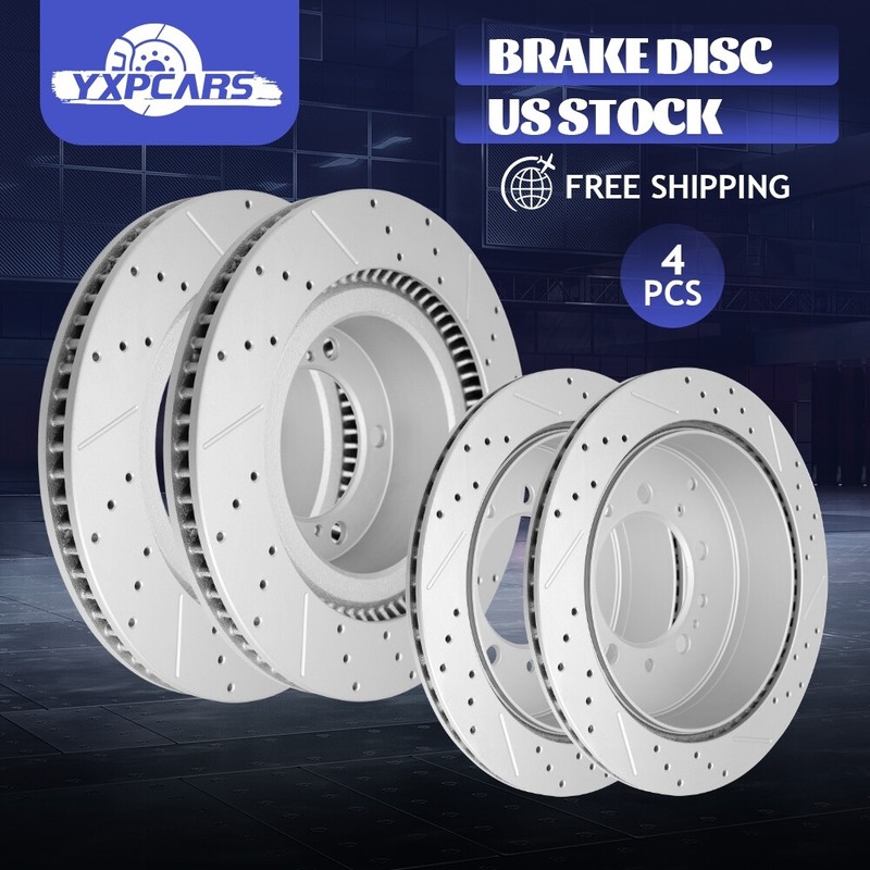 4PCS Front Rear Brake Rotors For Toyota Sequoia Tundra Land Cruiser Lexus LX570