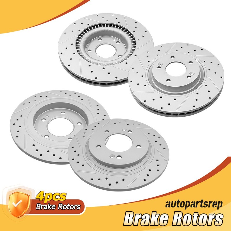Front & Rear Drilled Brake Rotors Kit for Hyundai Sonata Azera Optima Cadenza