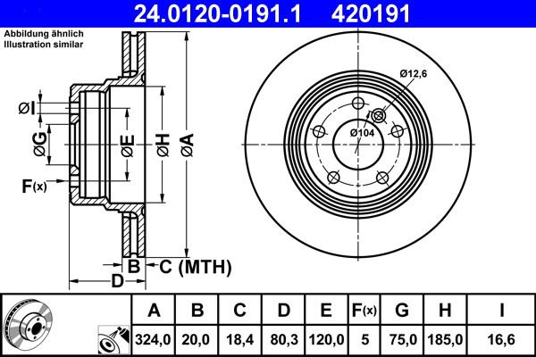 ATE 24.0120-0191.1 Brake Disc for BMW