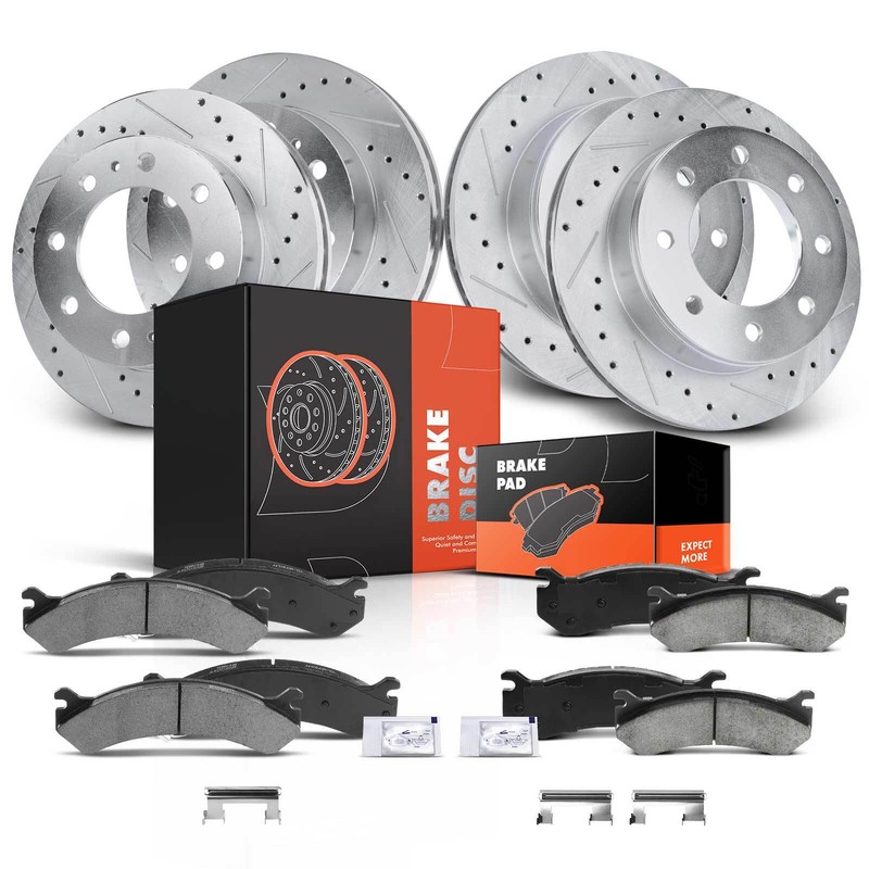 12x Drilled Brake Rotor & Ceramic Pad for Chevrolet Silverado 2500 GMC Hummer