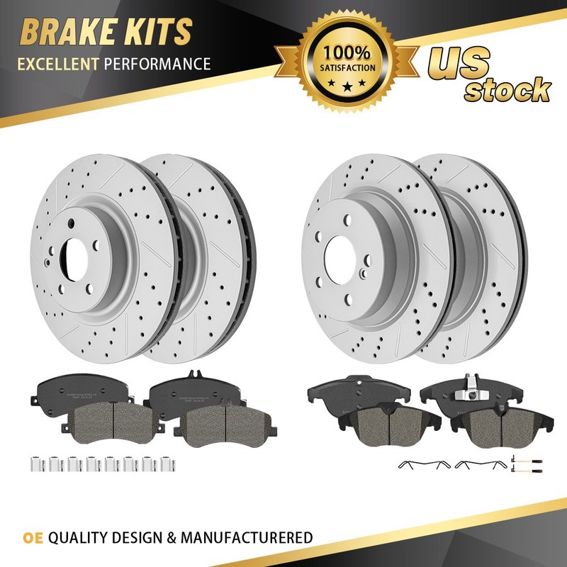 Front Rear Disc Rotors Ceramic Brake Pads for 09-15 Mercedes-Benz GLK350 GLK250