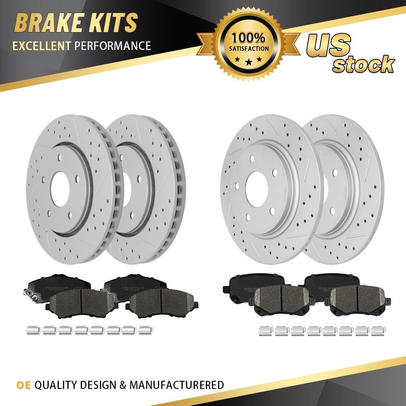 Front & Rear Disc Rotors & Brake Pads for Dodge Grand Caravan Journey VW Routan