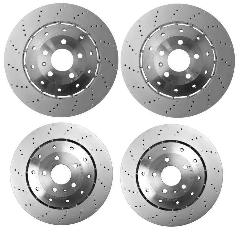 SHW OEM Front 365mm Rear 356mm 2 Piece Drilled Brake Disc Rotors Kit For Audi R8