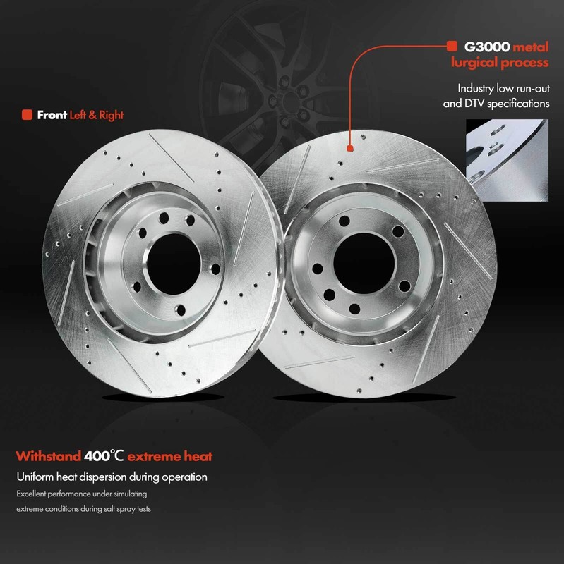 2x Front Side Drilled Brake Rotor for Audi Q7 Volkswagen Touareg Porsche Cayenne gallery