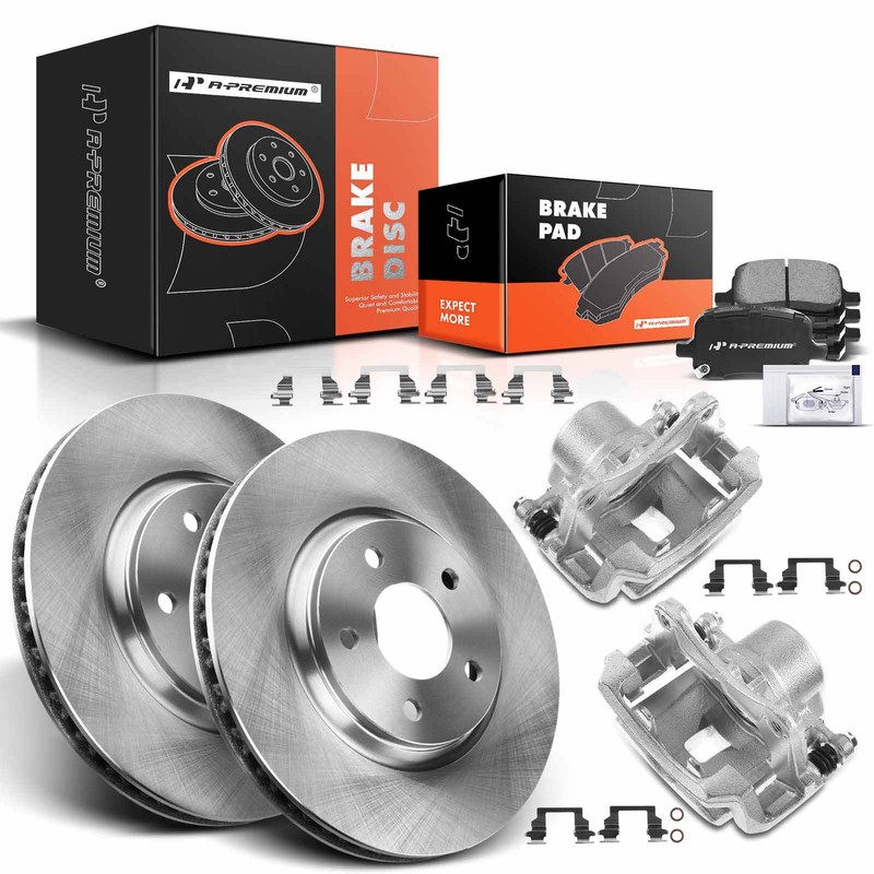 Front Disc Brake Rotor & Pad + Brake Caliper for Chevrolet Cobalt Saturn Pontiac