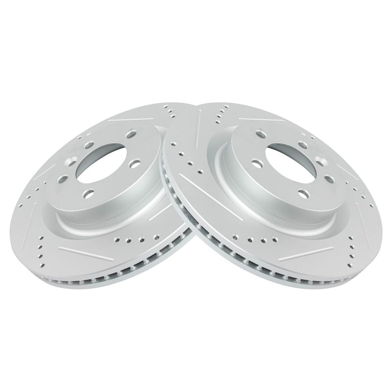 TRQ Performance Brake Rotor Drilled & Slotted Coated Front Pair for SUV gallery