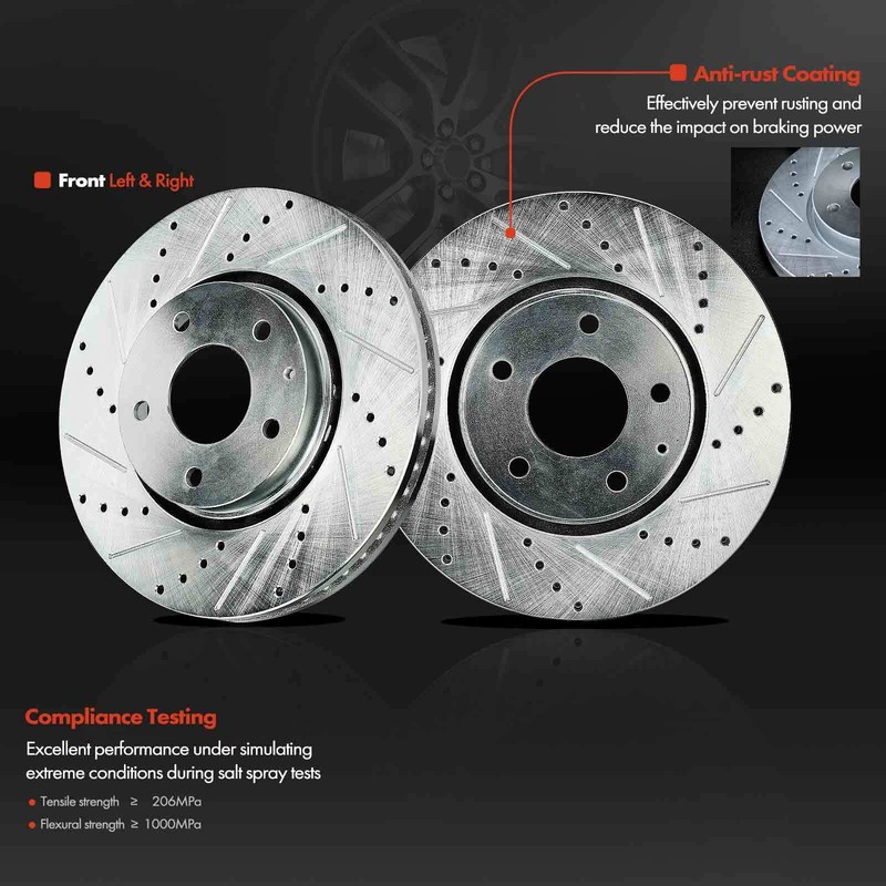 Drilled Brake Rotors + Ceramic Brake Pads for Mazda 6 2019-2021 Front LH & RH gallery