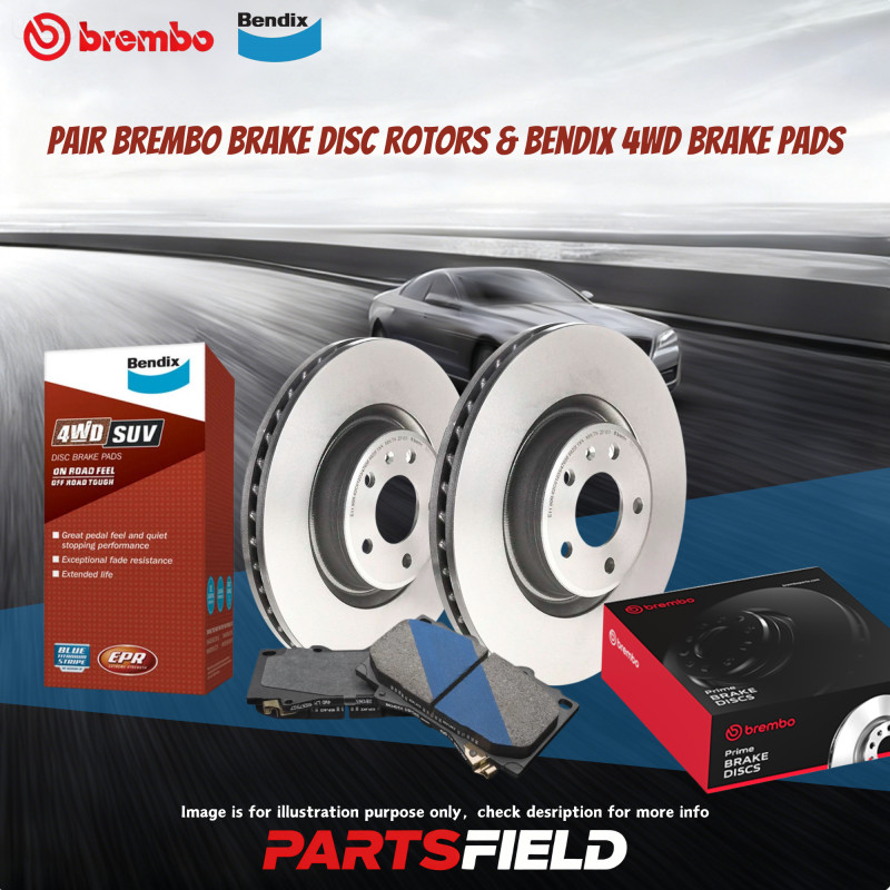 Rear Brembo Disc Rotors+Bendix 4WD Brake Pads for Mitsubishi ASX XA 10-24 302mm