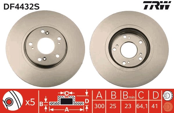TRW DF4432S Brake Disc for Honda