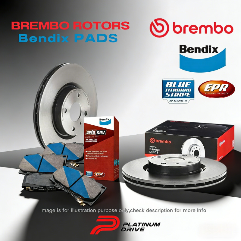 1 Pair Front Brembo Disc Rotors+Bendix Brake Pads for Volvo XC90 275 09-14 336mm