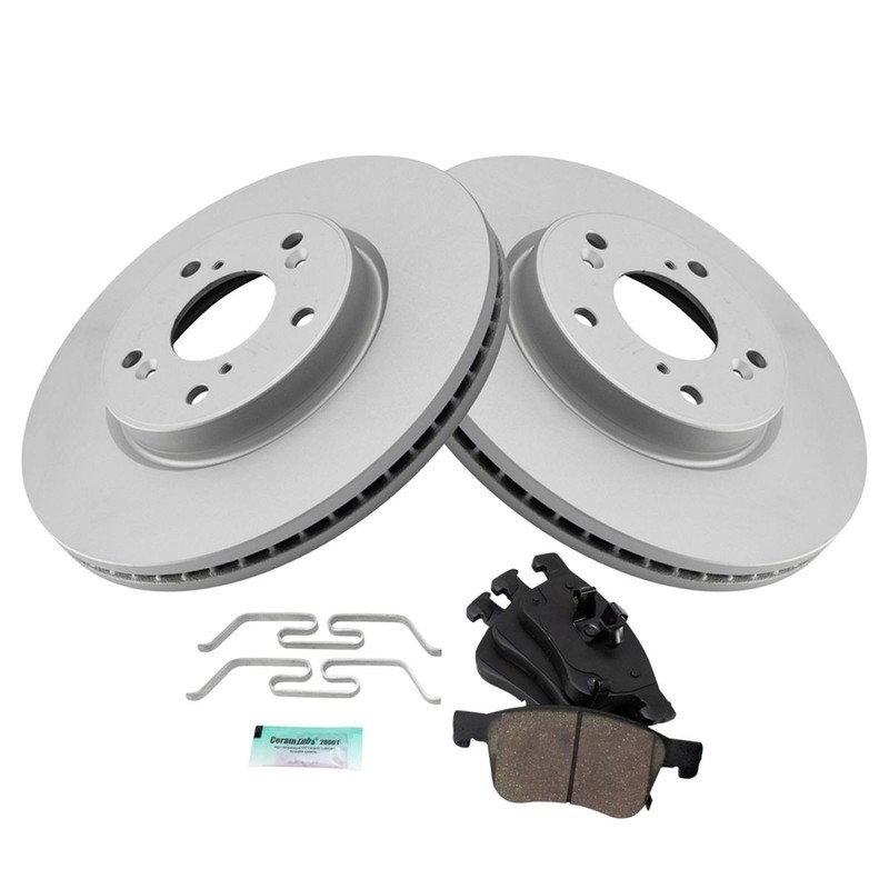 TRQ Front Brake Pad & Rotor Kit Ceramic Premium G-Coated Fits 2024 Honda Accord gallery