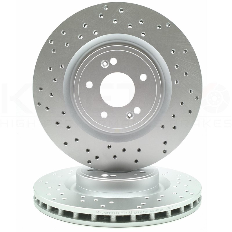 FOR KIA STINGER 3.3 GDI 17- FRONT PERFORMANCE CROSS DRILLED BRAKE DISCS 350mm