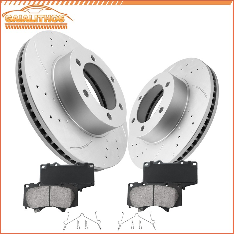 318.8mm Front Drilled Brake Rotors Ceramic Brake Pads for Toyota Sequoia Tundra