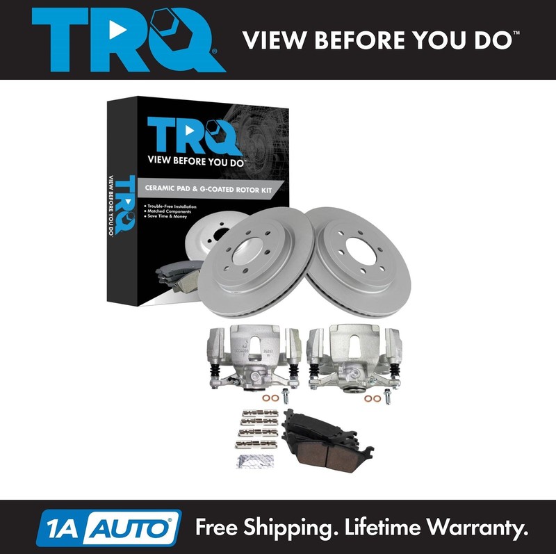 TRQ Rear Brake Calipers Ceramic Pads & Rotors Fits 2018 Ford F-150