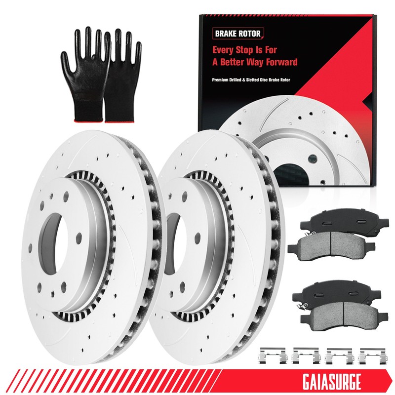 Front Drilled Rotors Ceramic Brake Pads for Trailblazer Rainier Envoy Ascender