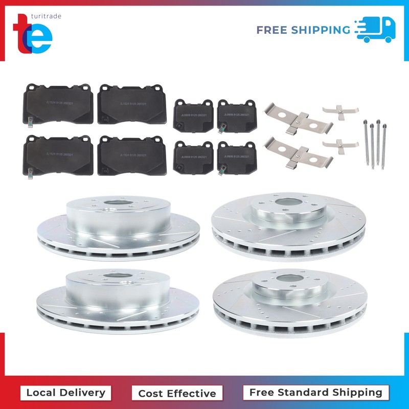 4-Wheel Set Brake Disc and Pad Kits Front & Rear For Subaru WRX STI Impreza