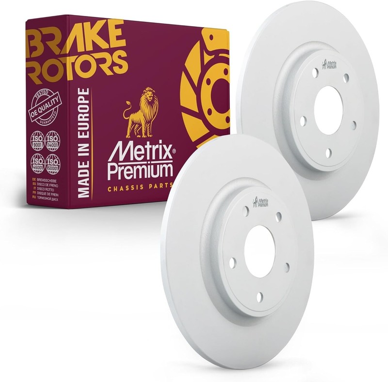 Metrix Premium 2PCS Rear Coated Solid Disc Brake Rotor Fits Dodge Journey, C/V