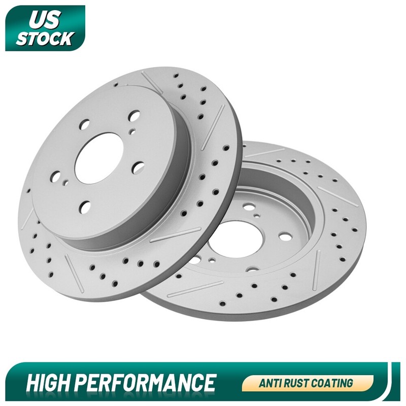 Rear Drilled Disc Brake Rotors for 2018-23 Toyota Camry RAV4 Avalon Venza ES350