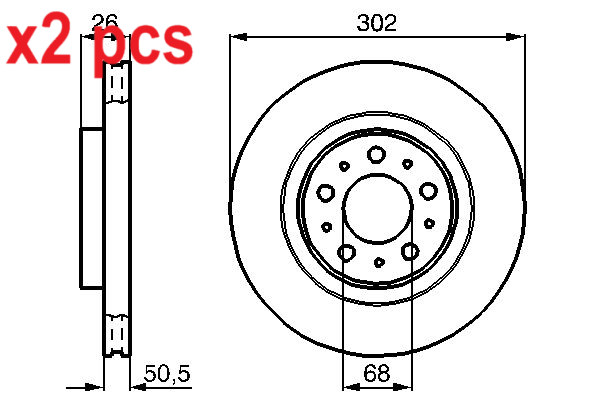 X2 PCS L&R SIDES BRAKE DISC 0986478454