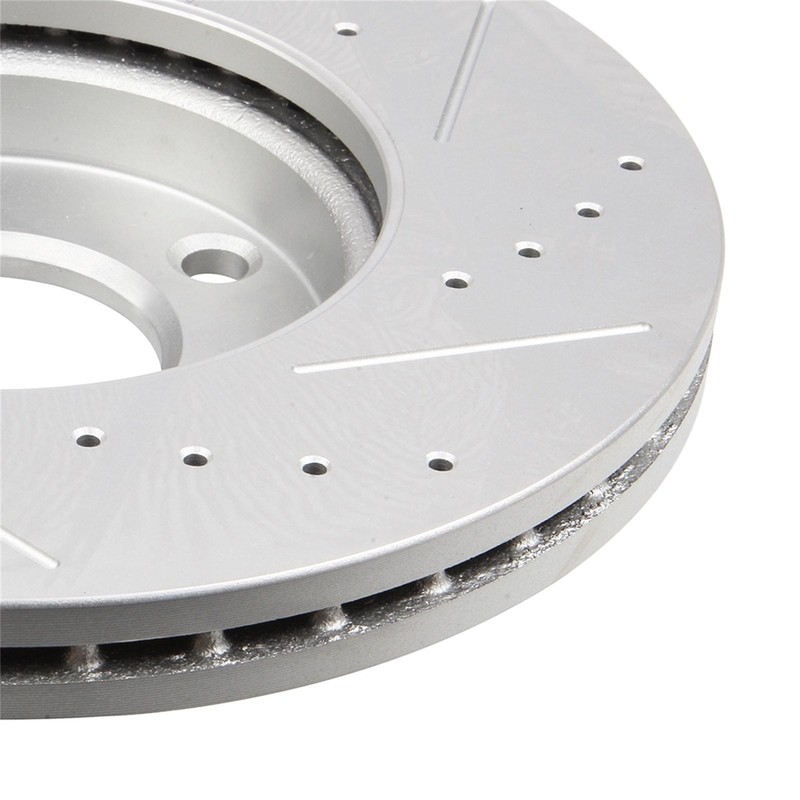 Front Slotted & Drilled Brake Rotors Discs Set Pair For 2004 -2013 Mazda 3 2.0L gallery