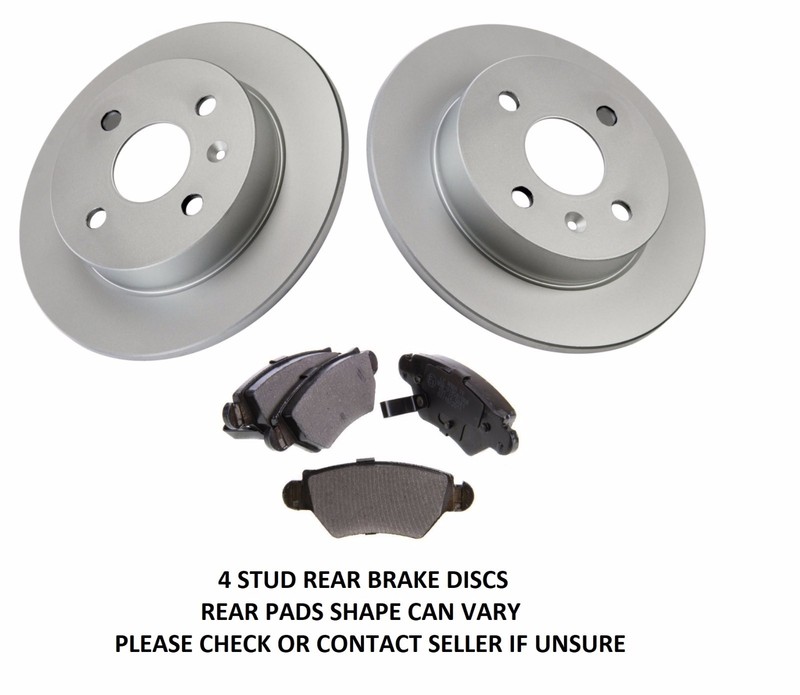 FOR VAUXHALL ASTRA G MK4 1.4 ,1.6, 1.7, 1.8 2.0 4 STUD REAR BRAKE DISCS AND PADS