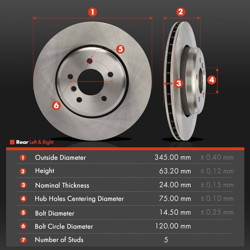 Disc Brake Rotor & Brake Pads for BMW 535i 08-10 545i 550i 645Ci Front & Rear gallery