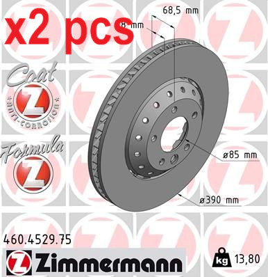 X2 PCS L&R SIDES FITS PORSCHE CAYENNE 3.0 S BRAKE DISC 460.4529.75 ZIMMERMANN